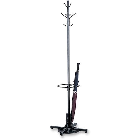 Safco Costumer, w/4 Double Hooks, Freestanding, 21"Dx70"H, BK/CE SAF4168BL
